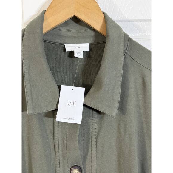 NEW J Jill Green Modern Barn Jacket Shacket Button Front Utility Country 2X - Picture 2 of 3